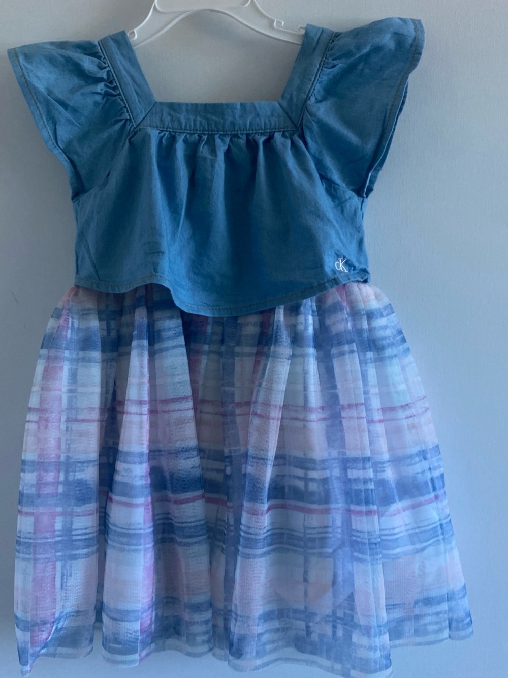 Calvin Klein jeans top tulle skirt toddlers girl dress Blue sz 4T like new